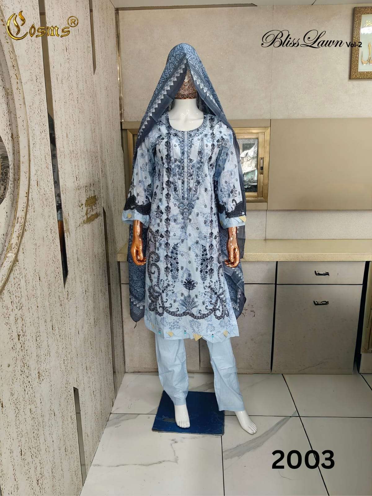 Cosmos Bliss Lawn Vol 2 Pure Lawn Readymade Pakistani Suit Set - Amrah Wholesale