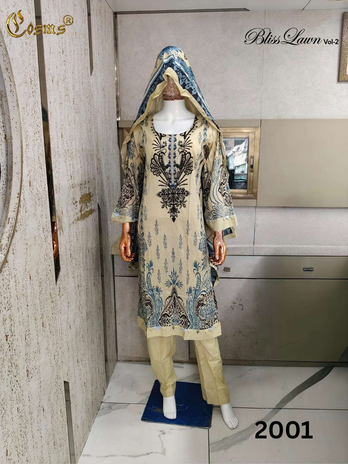 Cosmos Bliss Lawn Vol 2 Pure Lawn Readymade Pakistani Suit Set - Amrah Wholesale