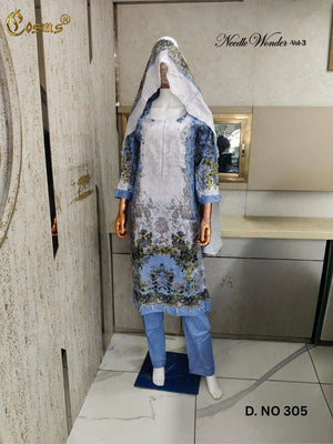 Cosmos Needle Wonder Vol 3 Pure Lawn Cotton Readymade Pakistani Suit Set