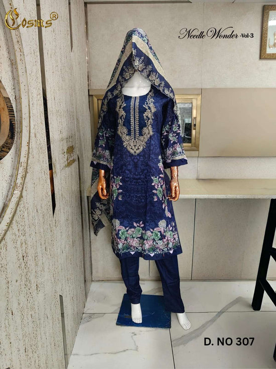 Cosmos Needle Wonder Vol 3 Pure Lawn Cotton Readymade Pakistani Suit Set - Amrah Wholesale