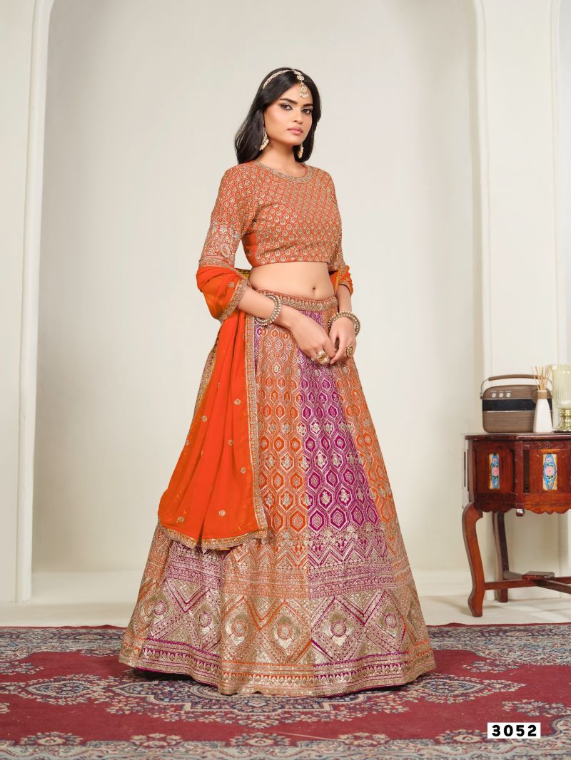 Dani Creation Mehvish Vol 35 Faux Georgette Embroidered Lehenga Choli - Amrah Wholesale