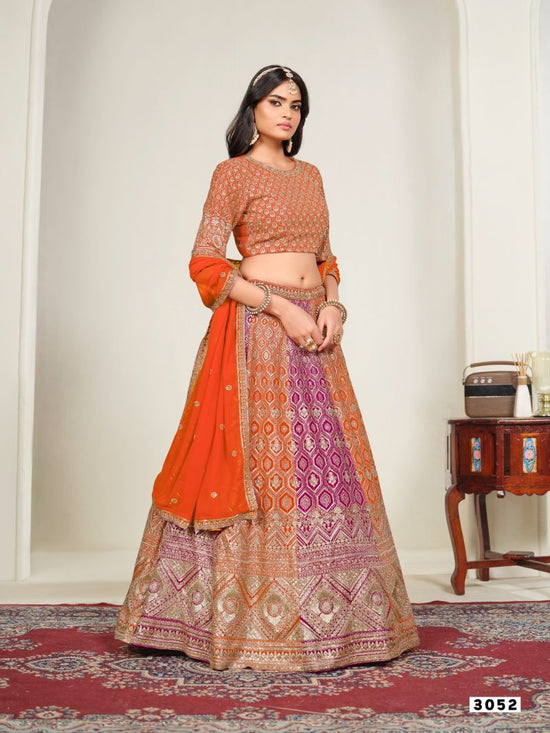 Dani Creation Mehvish Vol 35 Faux Georgette Embroidered Lehenga Choli - Amrah Wholesale