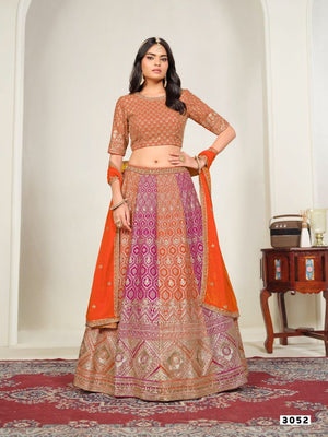 Dani Creation Mehvish Vol 35 Faux Georgette Embroidered Lehenga Choli - Amrah Wholesale