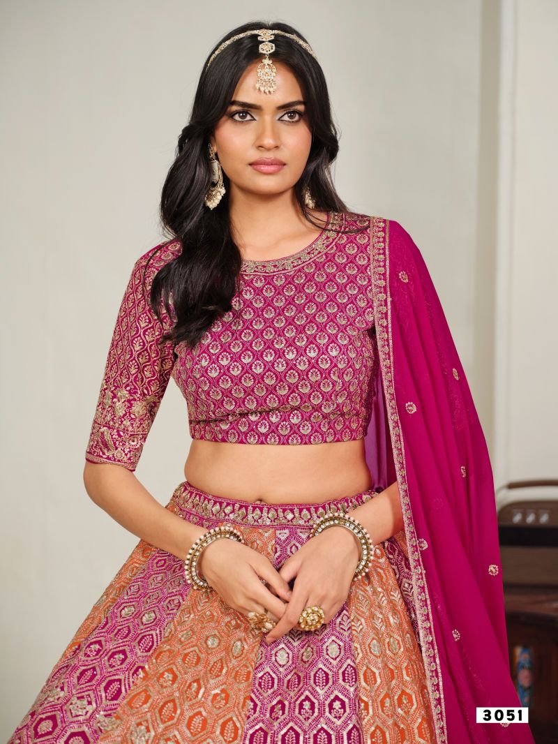 Dani Creation Mehvish Vol 35 Faux Georgette Embroidered Lehenga Choli - Amrah Wholesale