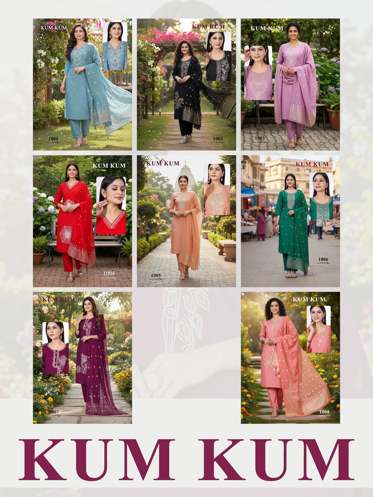 De Kum Kum Roman Silk Embroidered Kurti Set