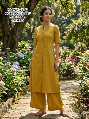 De Mannat Dhabu Cotton Kurti Pant Set Wholesale Surat India - Amrah Wholesale