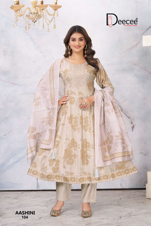 Dee Cee Aashini Roman Foil Print Anarkali Kurti Pant Dupatta Set