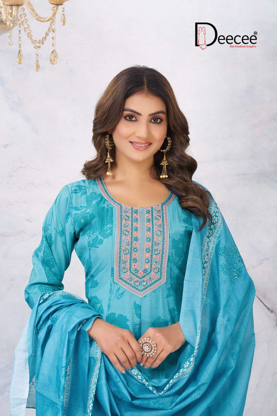 Dee Cee Aashini Roman Foil Print Anarkali Kurti Pant Dupatta Set - Amrah Wholesale