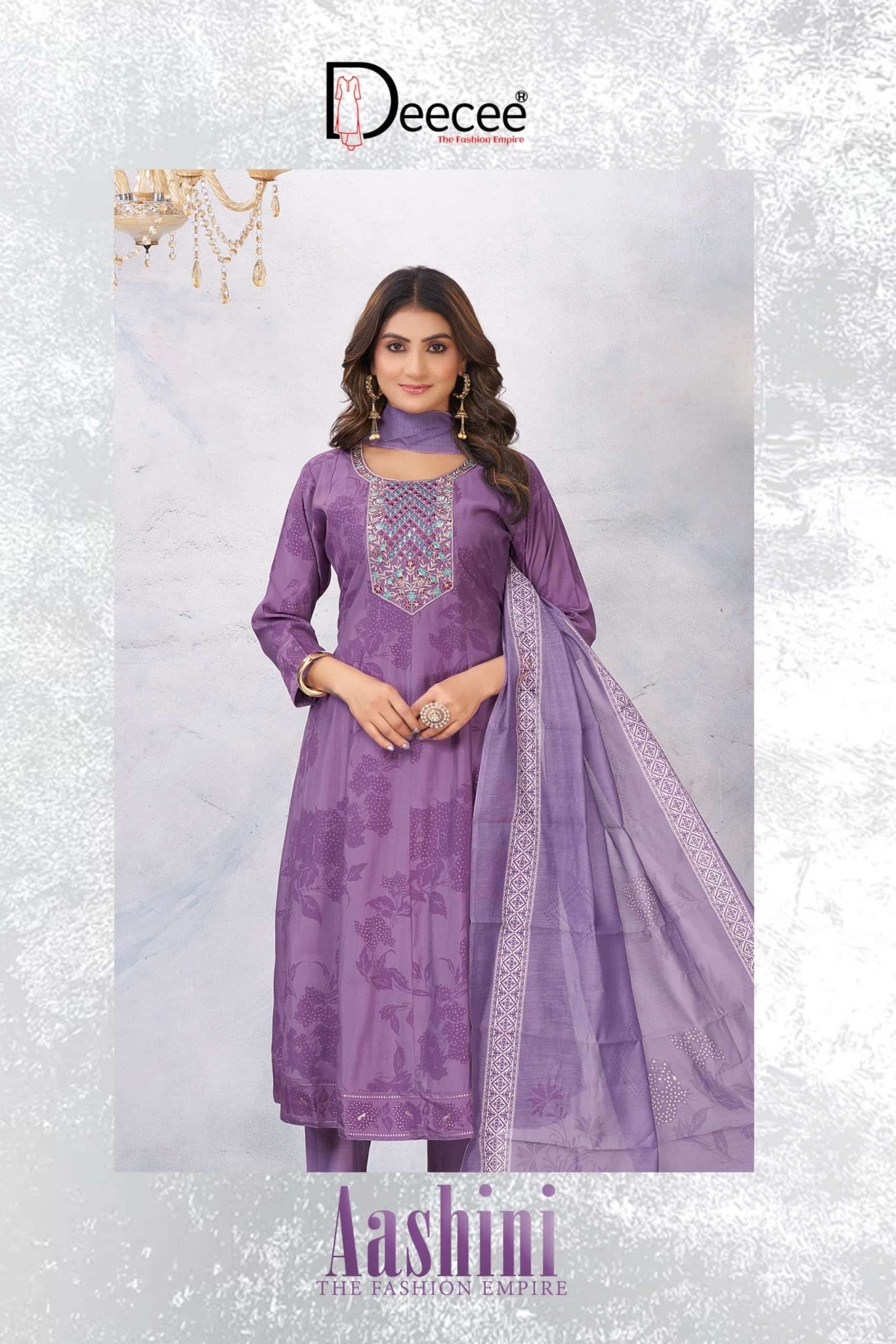 Dee Cee Aashini Roman Foil Print Anarkali Kurti Pant Dupatta Set - Amrah Wholesale