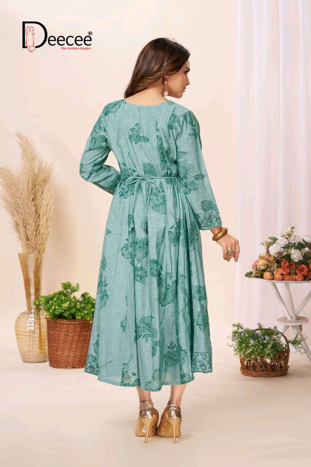 Dee Cee Carnivar Roman Silk Embroidered Flared Kurti