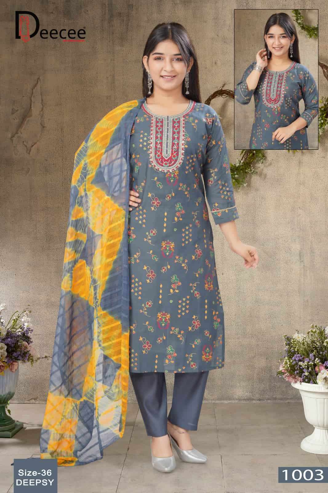 Dee Cee Deepsy Roman Silk Printed Kurti Pant Dupatta Set