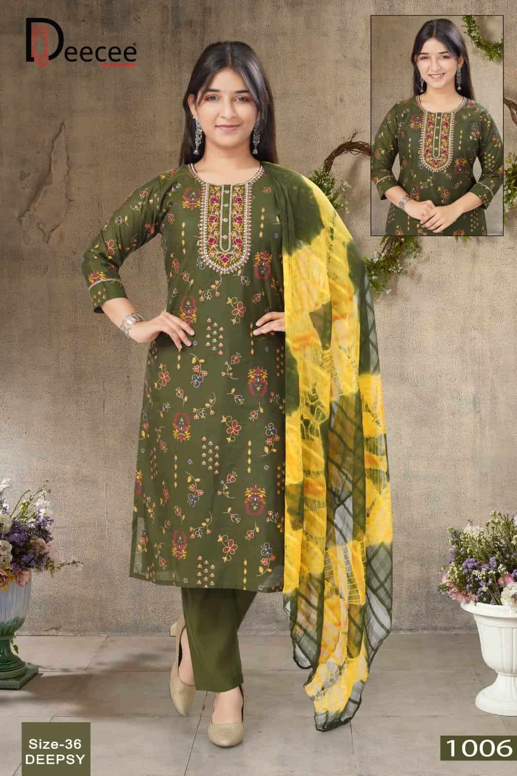 Dee Cee Deepsy Roman Silk Printed Kurti Pant Dupatta Set