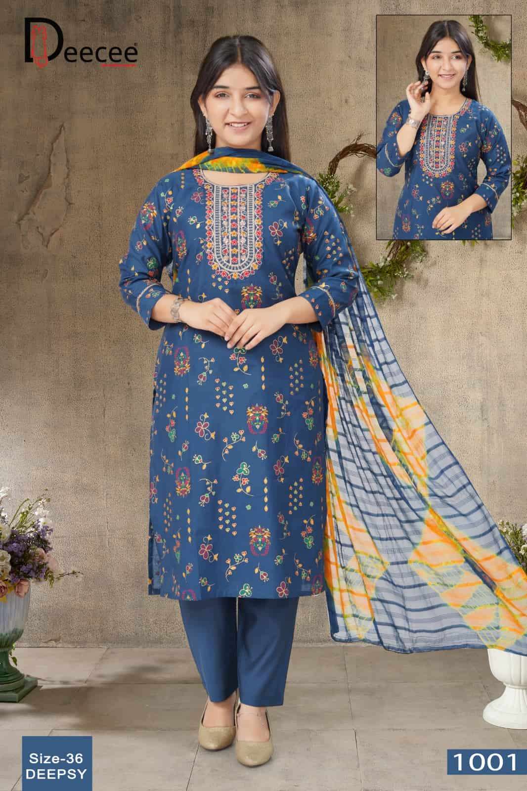 Dee Cee Deepsy Roman Silk Printed Kurti Pant Dupatta Set