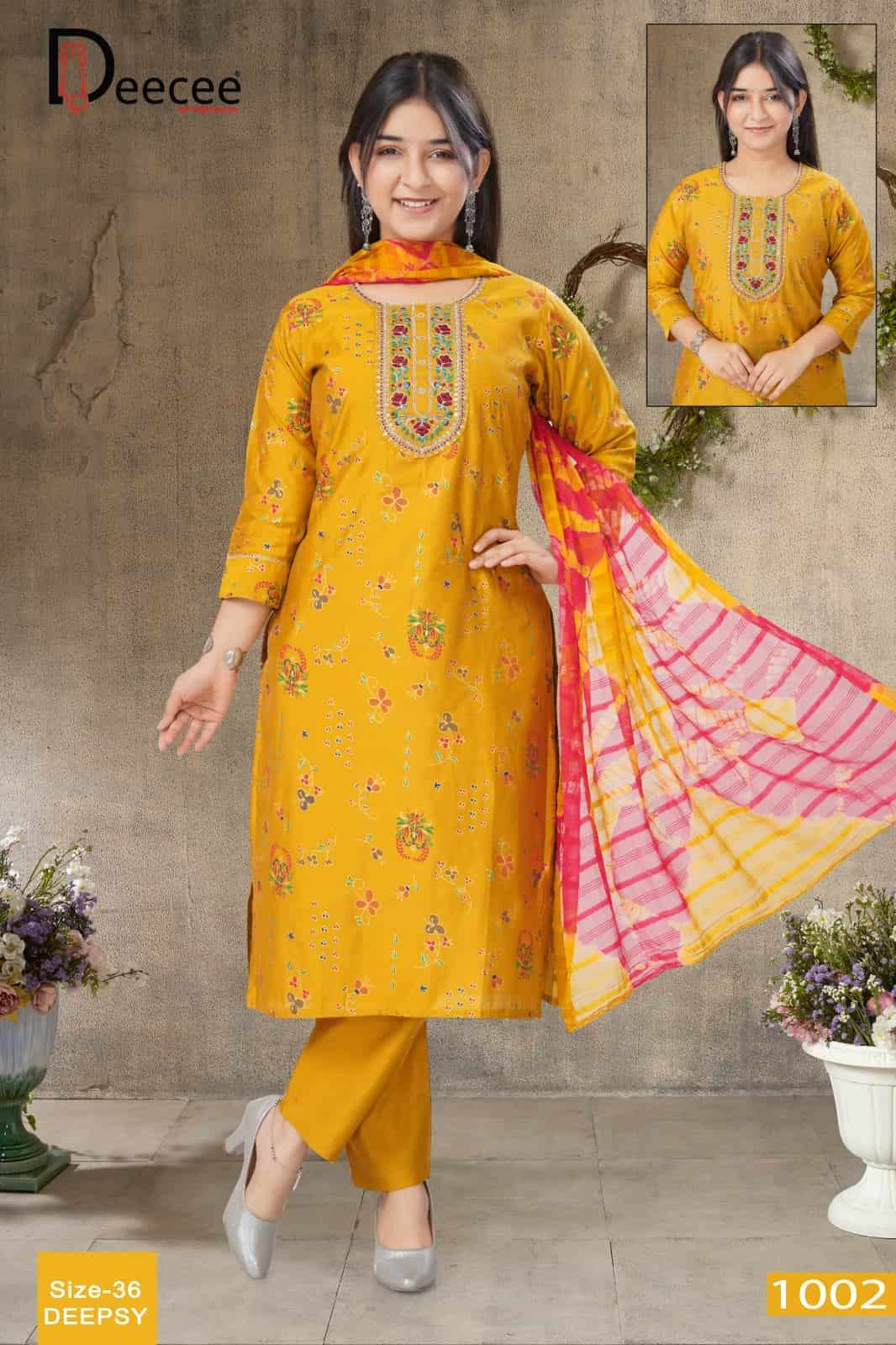 Dee Cee Deepsy Roman Silk Printed Kurti Pant Dupatta Set