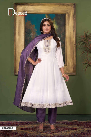 Dee Cee Kalash Vichitra Silk Anarkali Kurti Pant Dupatta Set - Amrah Wholesale