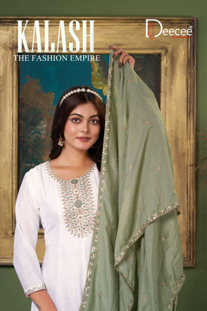 Dee Cee Kalash Vichitra Silk Anarkali Kurti Pant Dupatta Set - Amrah Wholesale
