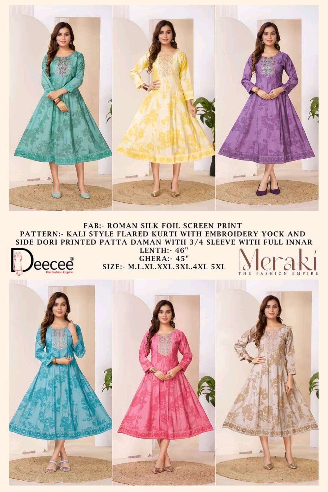 Dee Cee Meraki Roman Silk Embroidered Kurti