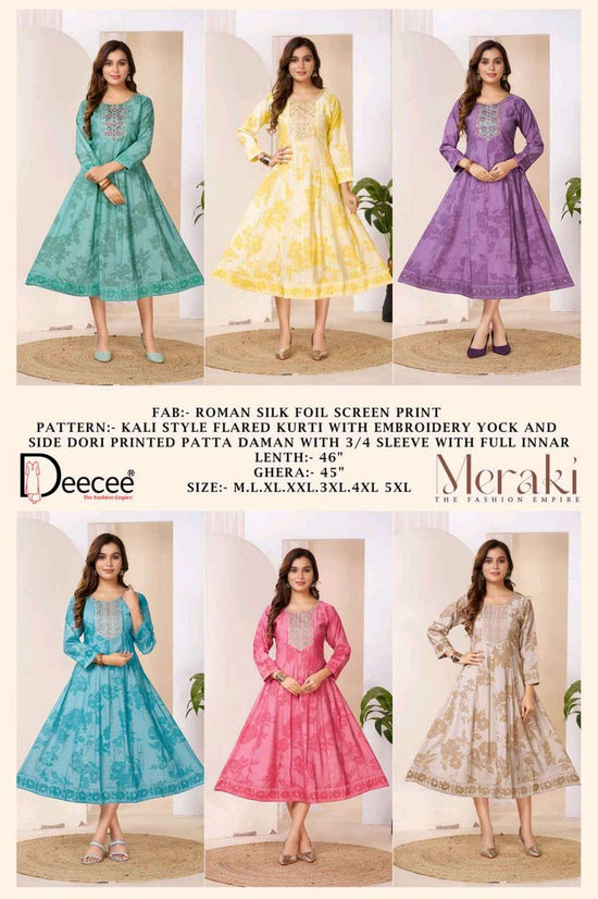 Dee Cee Meraki Roman Silk Embroidered Kurti
