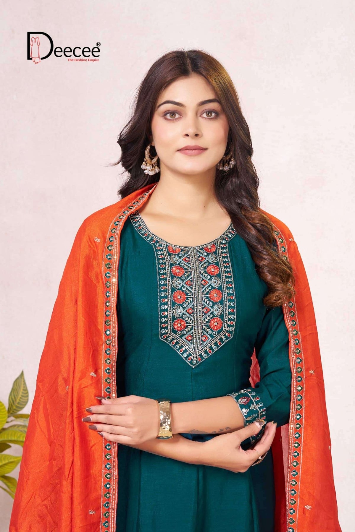 Dee Cee Rushika Vichitra Silk Anarkali Kurti Pant Dupatta Set - Amrah Wholesale