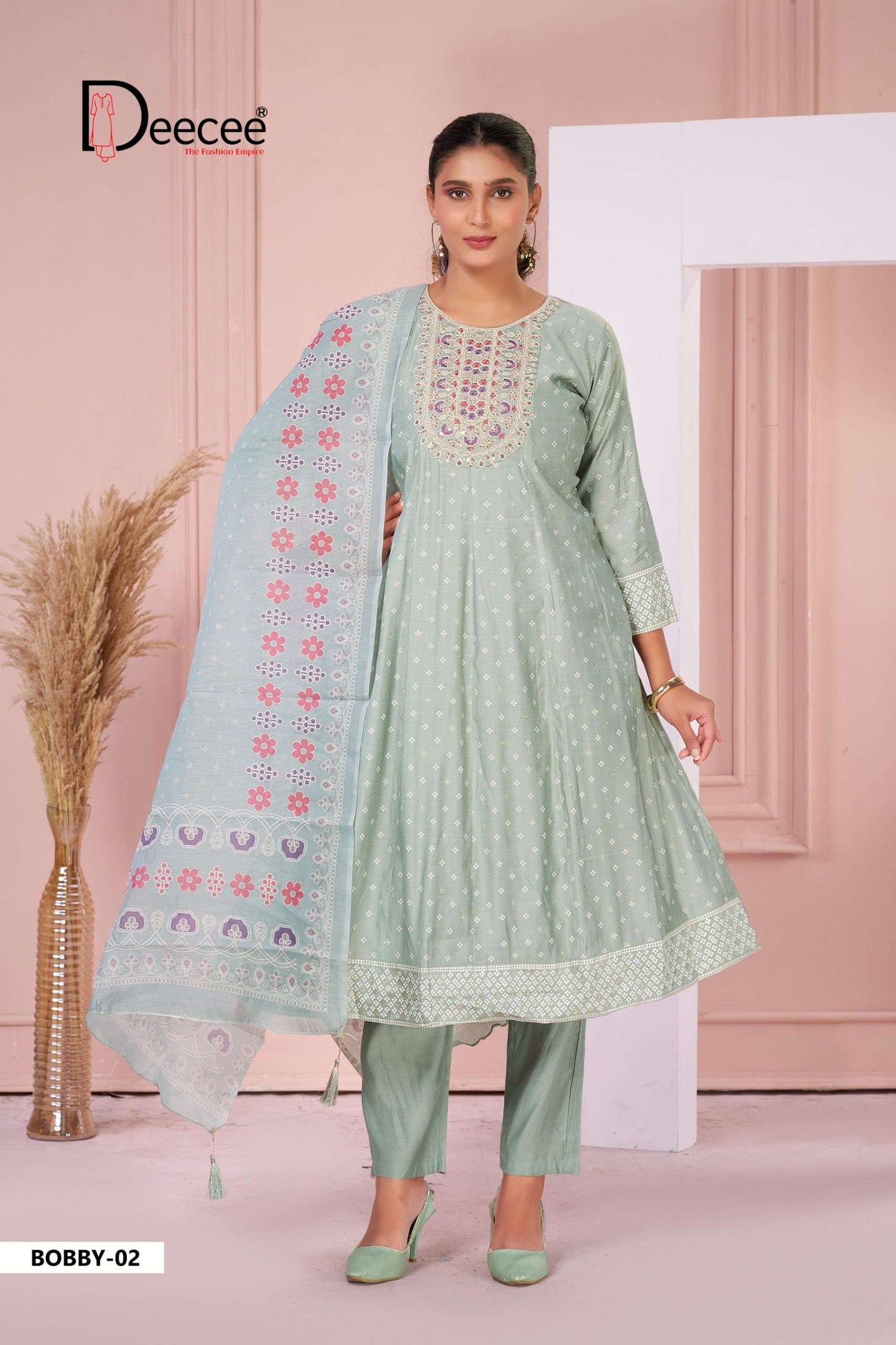 DEECEE BOBBY Silk Embroidered Stitched Anarkali Suit