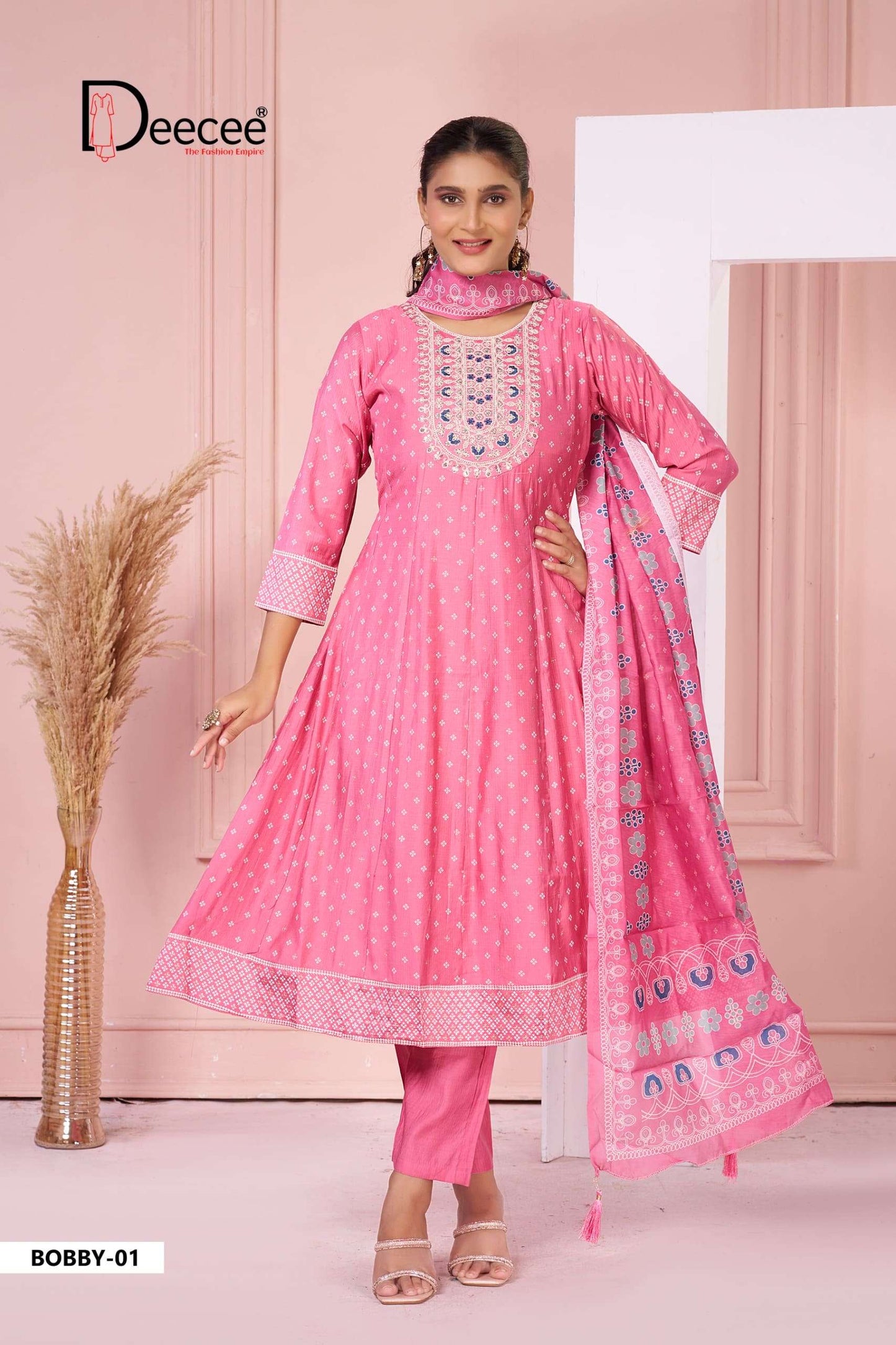DEECEE BOBBY Silk Embroidered Stitched Anarkali Suit