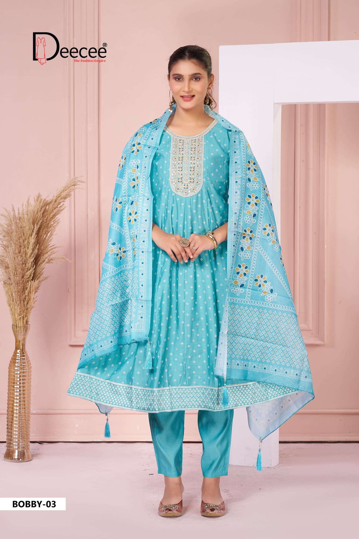 DEECEE BOBBY Silk Embroidered Stitched Anarkali Suit