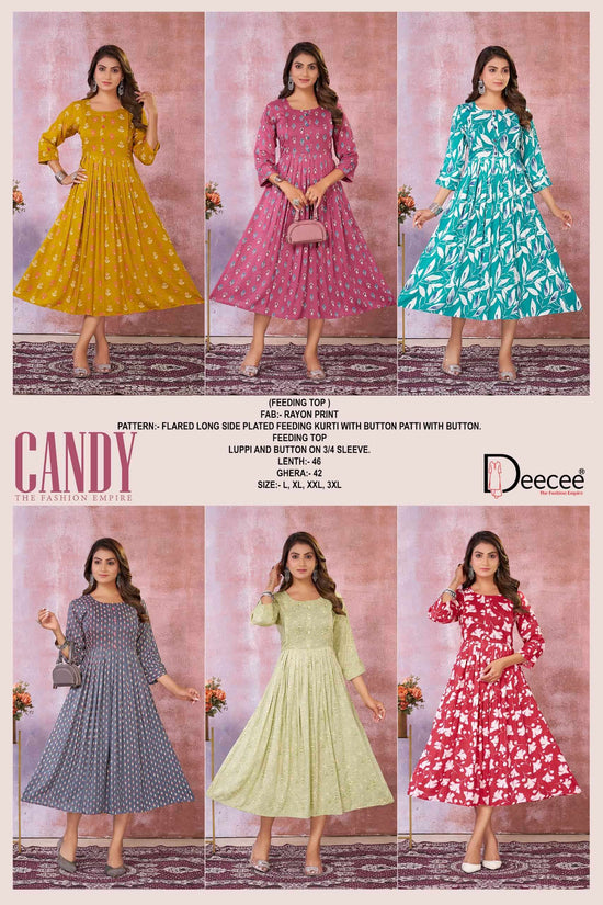 DeeCee Candy 01 To 06 Series Premium Rayon Anarkali Kurti