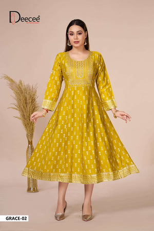 Deecee Grace Vatican Foil Printed Readymade Anarkali Kurti