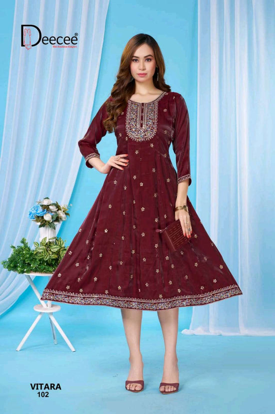 DEECEE VITARA Roman Glass Embroidered Anarkali Kurti