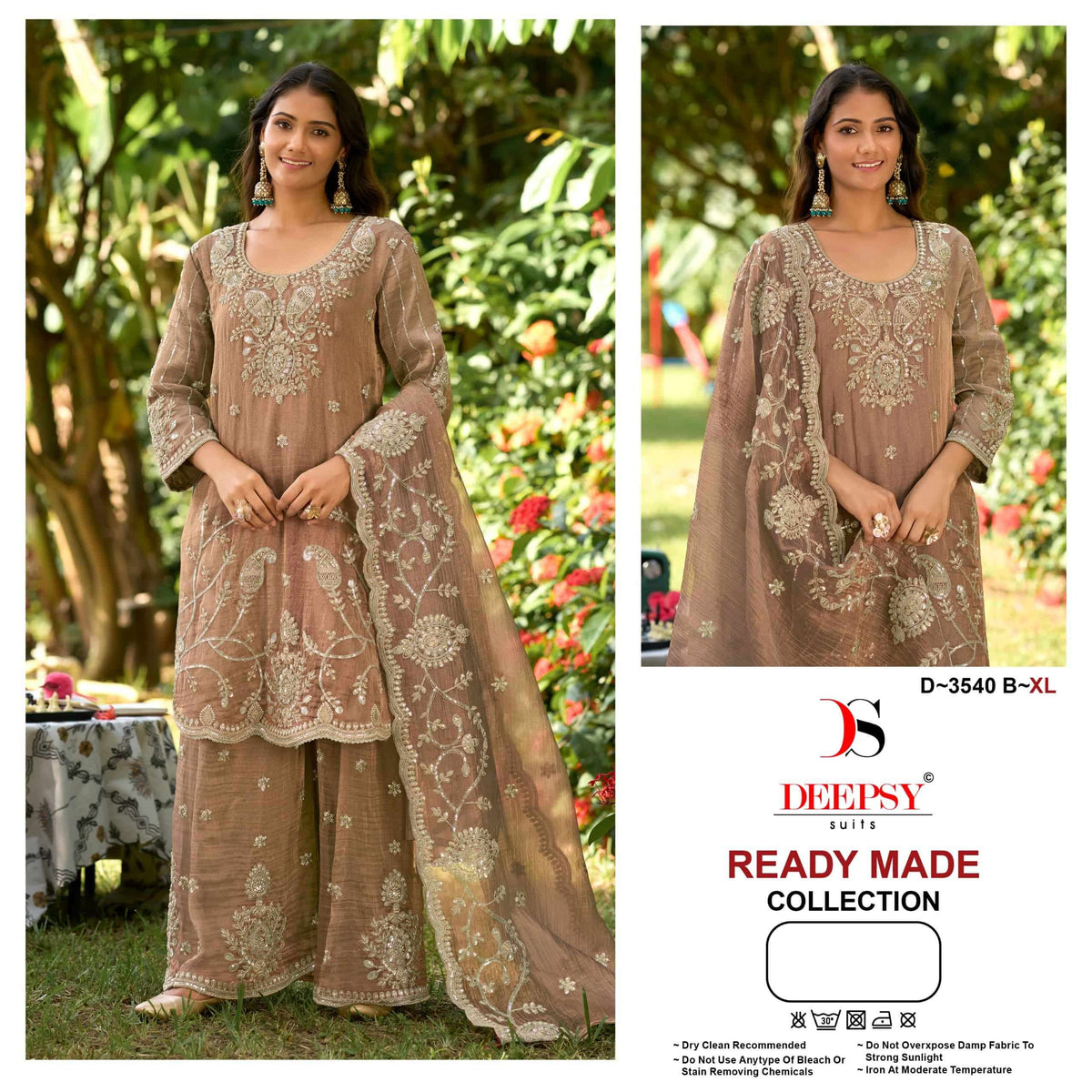 Deeps Suit D-3540 Salsa Silk Heavy Embroidery Stitched Suit