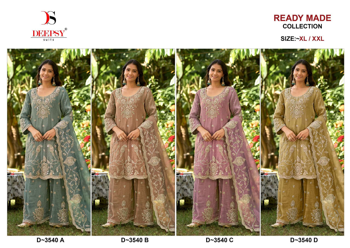 Deeps Suit D-3540 Salsa Silk Heavy Embroidery Stitched Suit