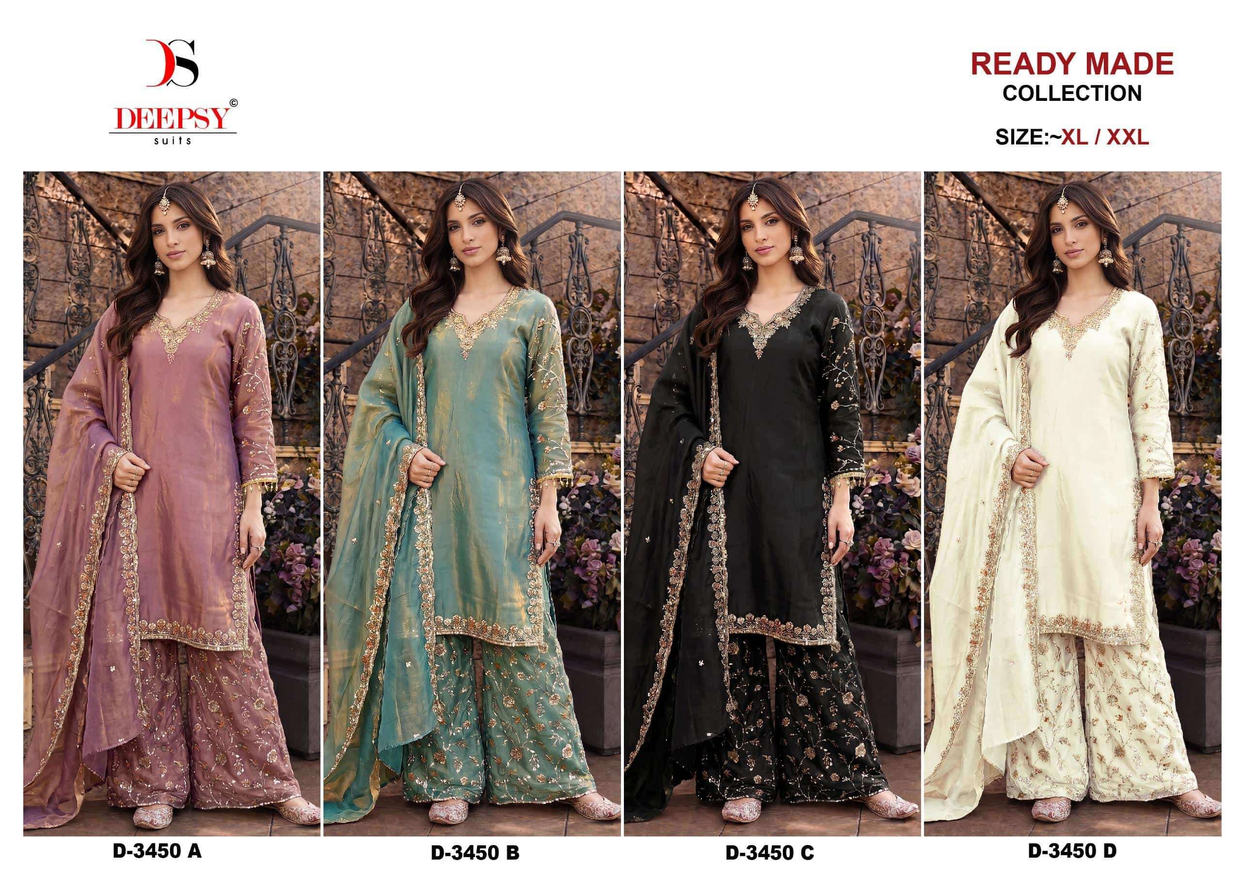 Deepsy Suit D-3450 Satin Embroidered Pakistani Suit Set