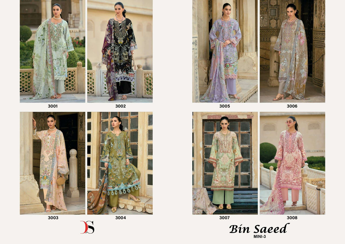 Deepsy Suit Bin Saeed Vol 3 Cotton Printed Embroidered Pakistani Suit