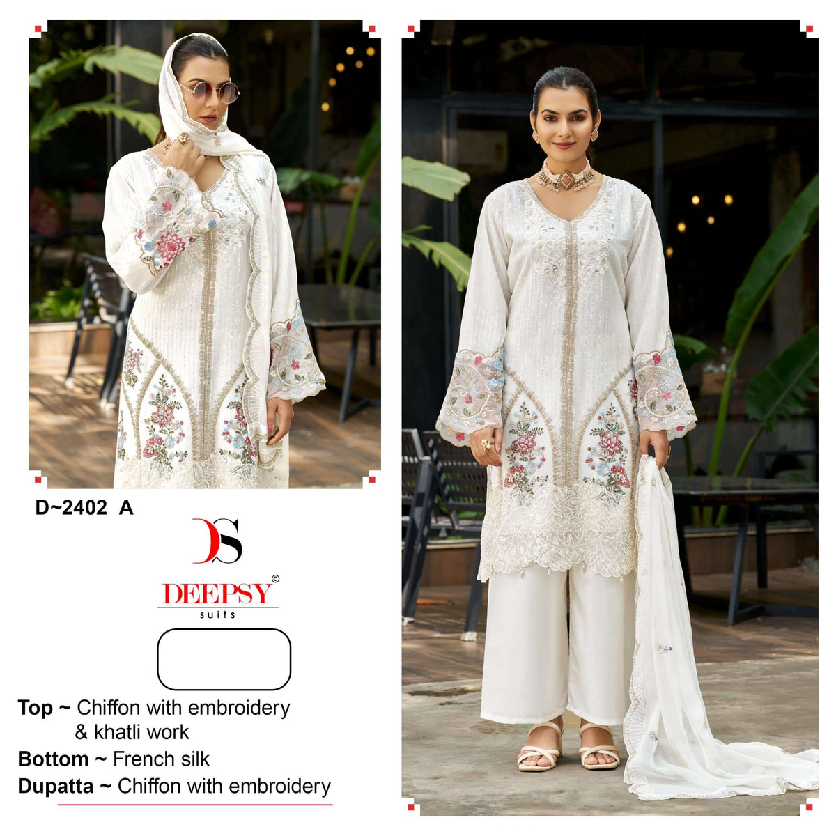 Deepsy Suit D-2402 Chiffon Embroidered Semi-Stitched Pakistani Suit