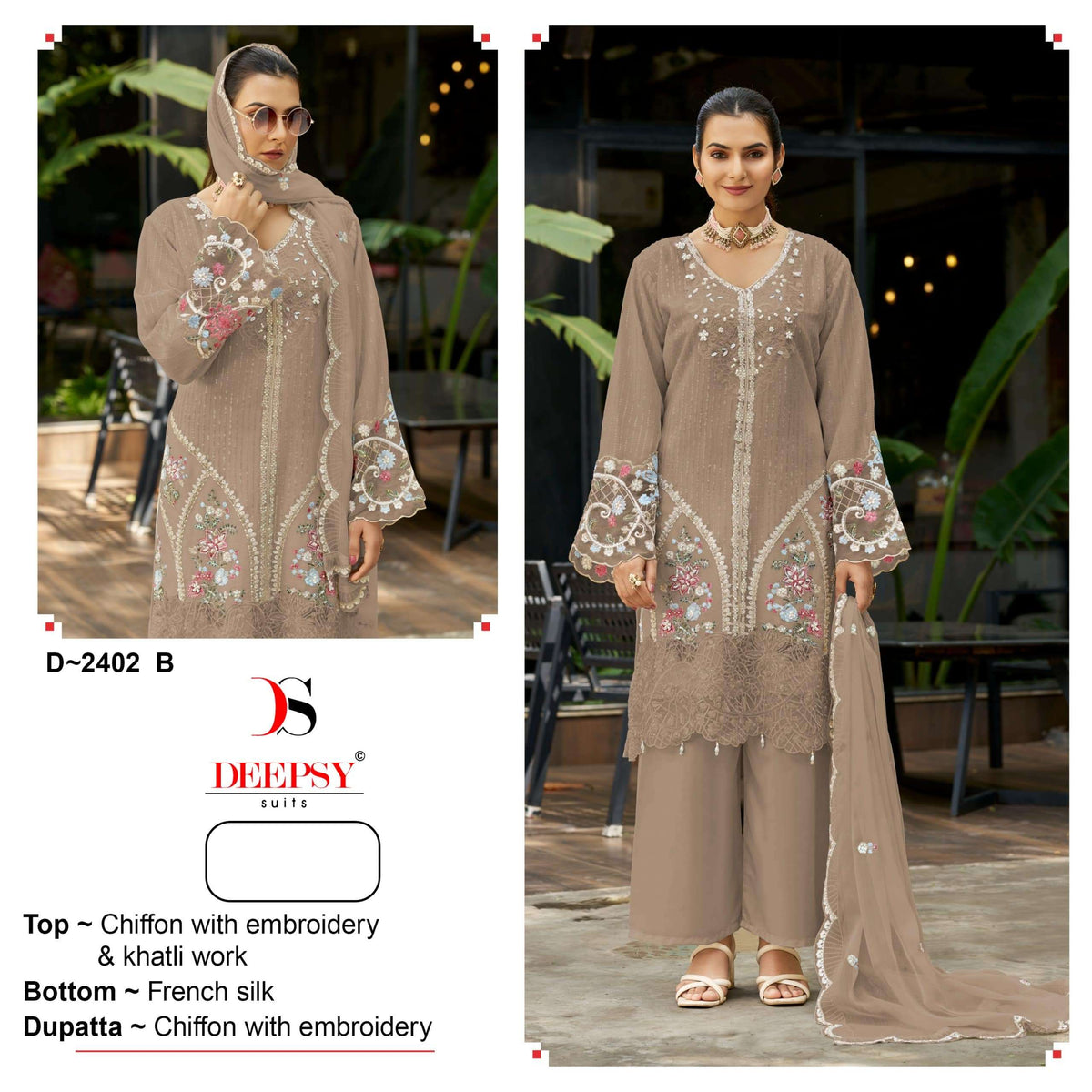 Deepsy Suit D-2402 Chiffon Embroidered Semi-Stitched Pakistani Suit