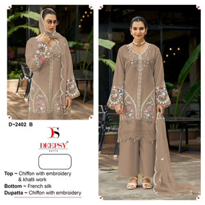 Deepsy Suit D-2402 Chiffon Embroidered Semi-Stitched Pakistani Suit