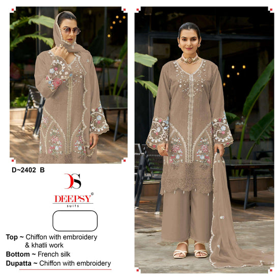 Deepsy Suit D-2402 Chiffon Embroidered Semi-Stitched Pakistani Suit