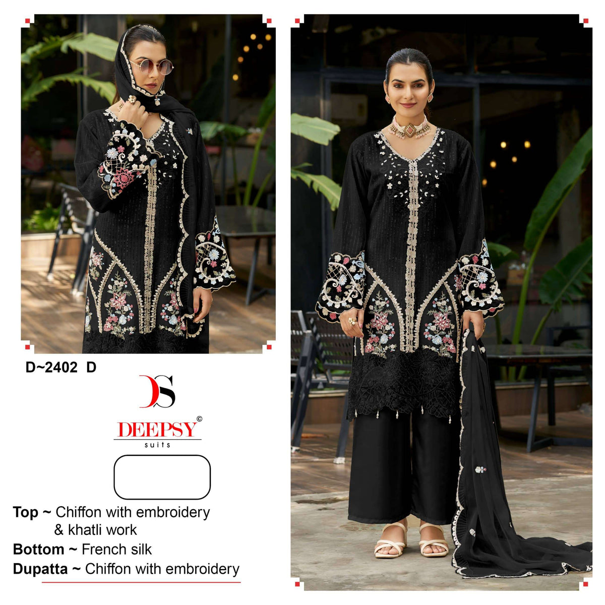 Deepsy Suit D-2402 Chiffon Embroidered Semi-Stitched Pakistani Suit
