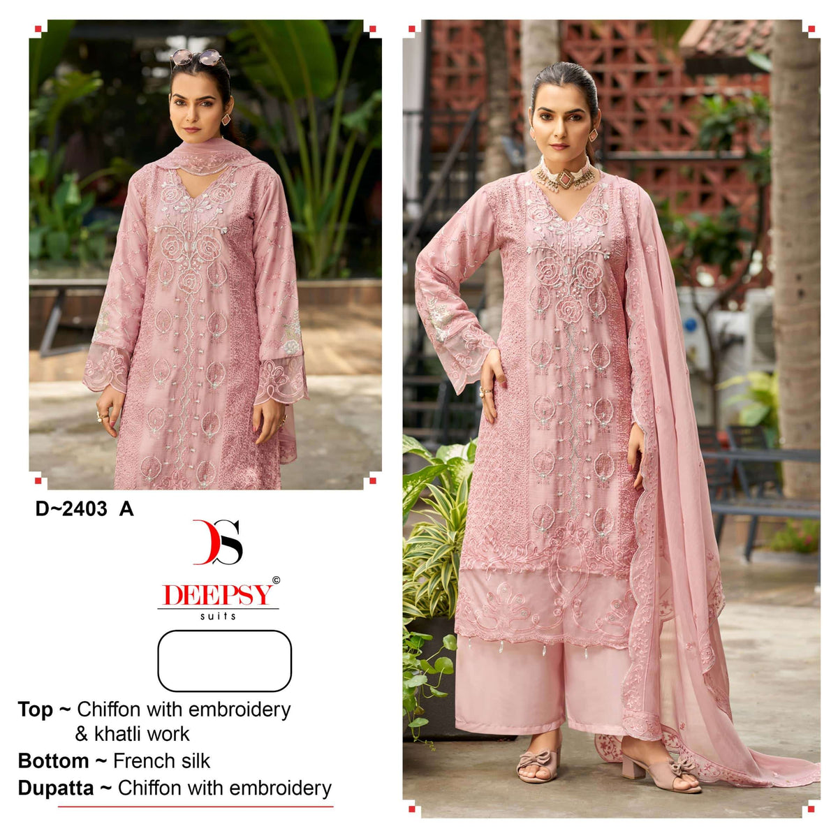 Deepsy Suit D-2403 Chiffon Embroidered Dress Material