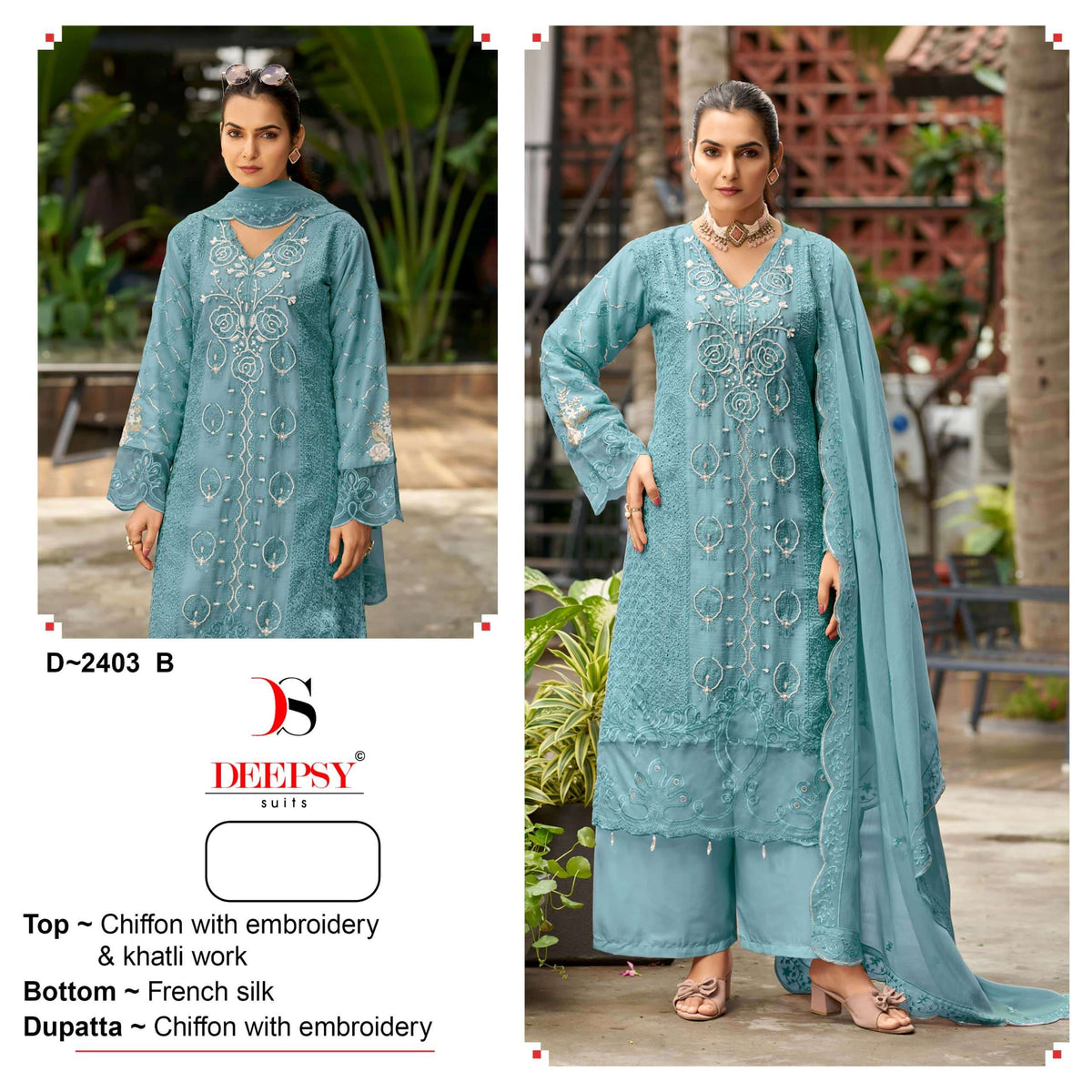 Deepsy Suit D-2403 Chiffon Embroidered Dress Material