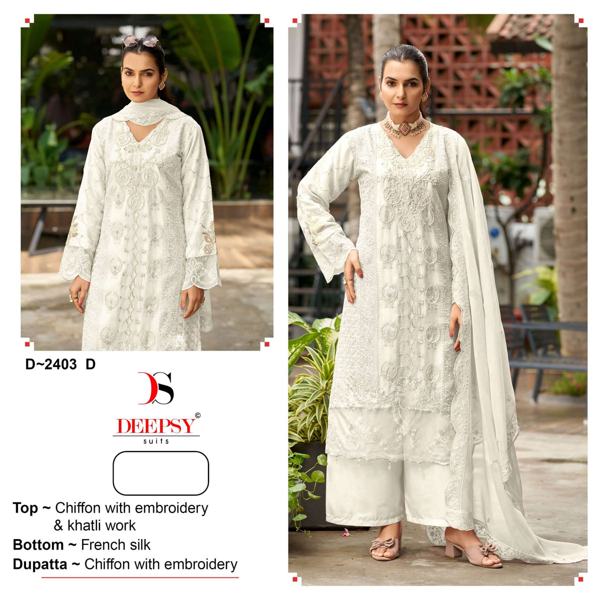 Deepsy Suit D-2403 Chiffon Embroidered Dress Material