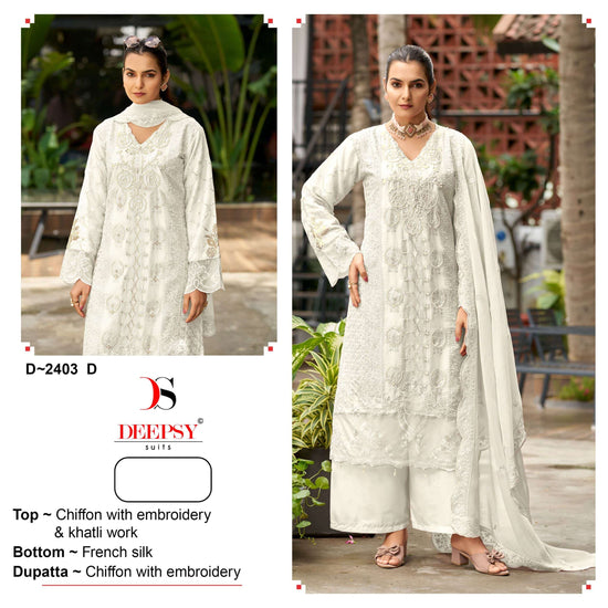 Deepsy Suit D-2403 Chiffon Embroidered Dress Material