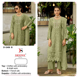 Deepsy Suit D-2406 Chiffon Pakistani Semi-Stitched Salwar Suit