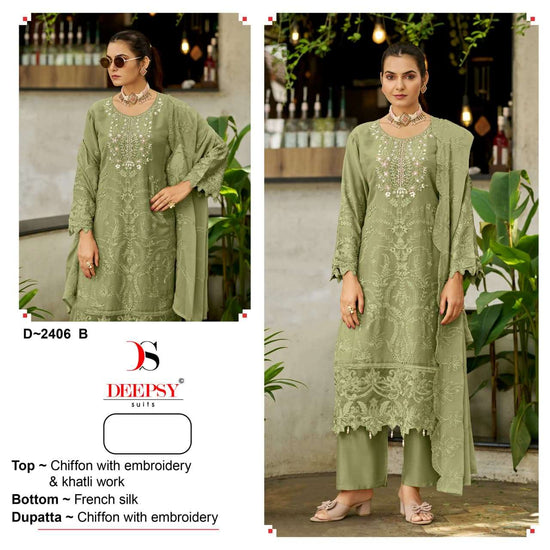 Deepsy Suit D-2406 Chiffon Pakistani Semi-Stitched Salwar Suit