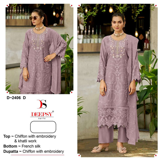 Deepsy Suit D-2406 Chiffon Pakistani Semi-Stitched Salwar Suit