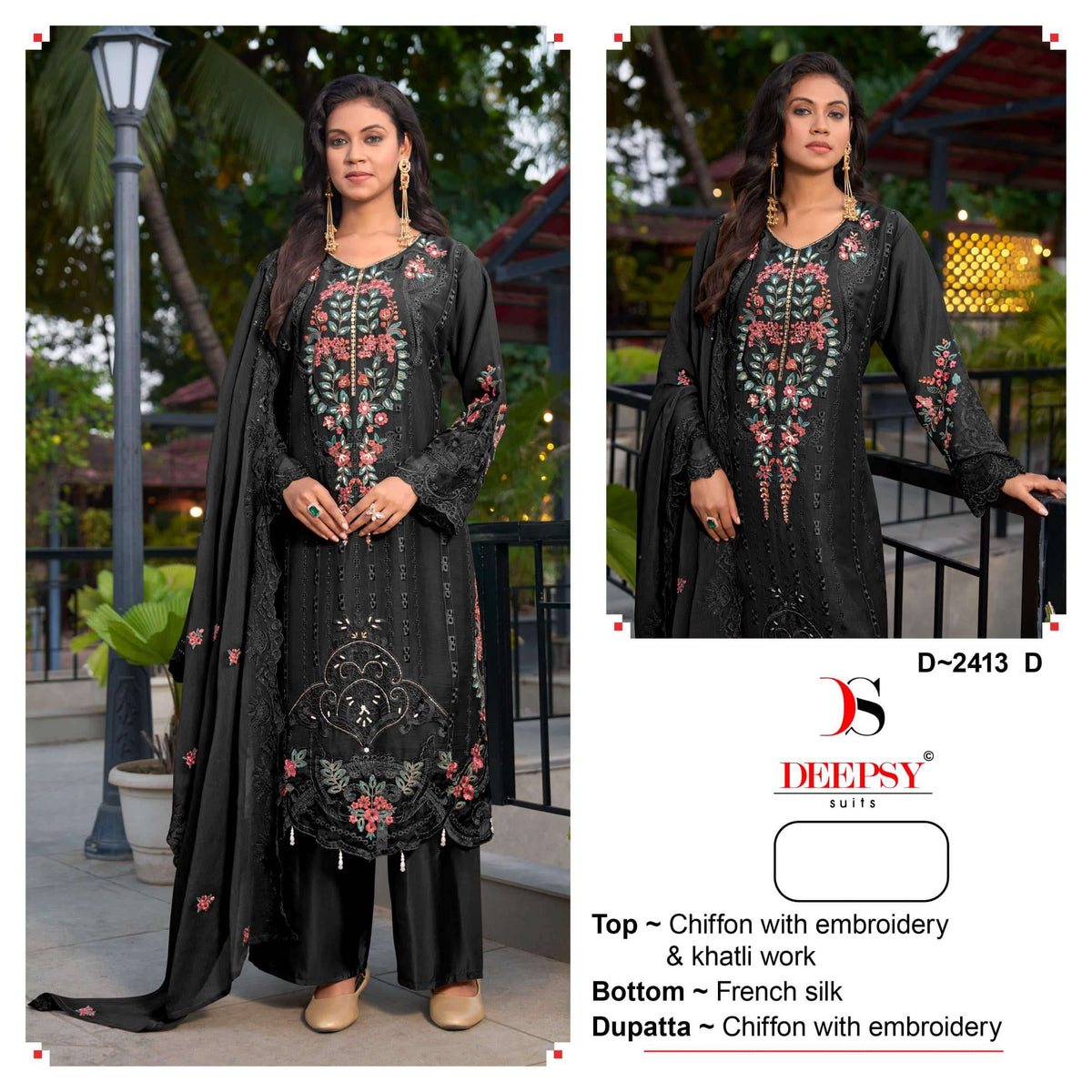 Deepsy Suit D-2413 A To D Series Chiffon Embroidery Premium Pakistani Suit