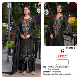 Deepsy Suit D-2413 A To D Series Chiffon Embroidery Premium Pakistani Suit