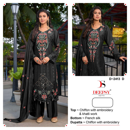 Deepsy Suit D-2413 A To D Series Chiffon Embroidery Premium Pakistani Suit