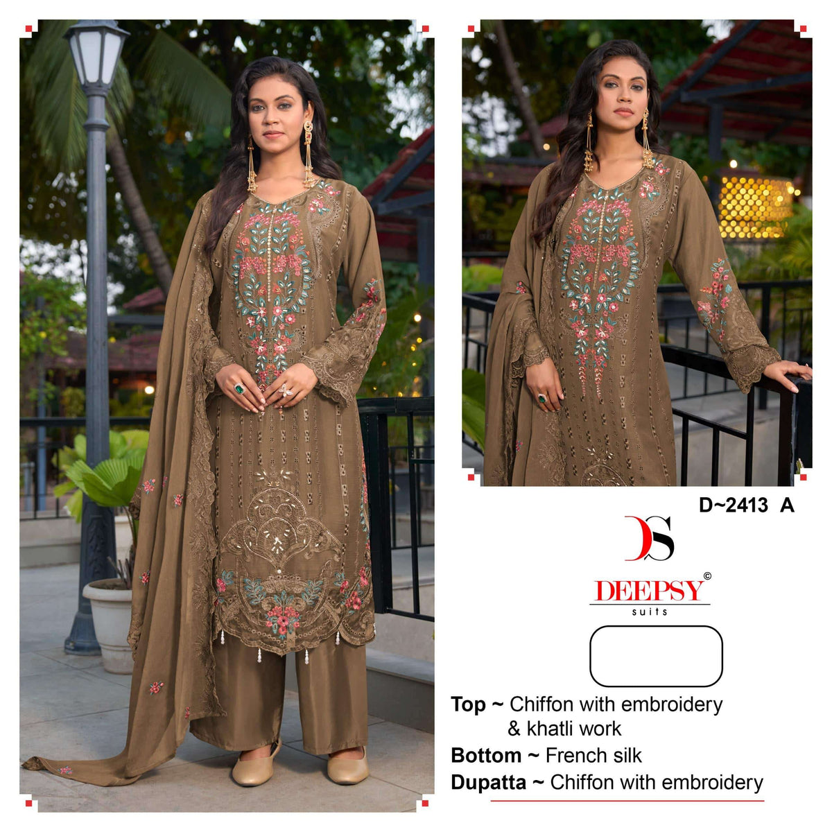 Deepsy Suit D-2413 A To D Series Chiffon Embroidery Premium Pakistani Suit