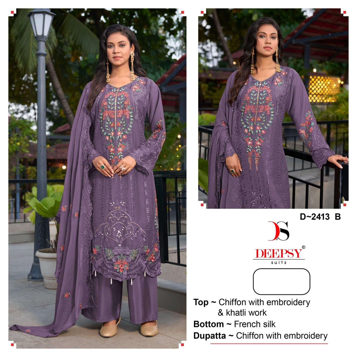 Deepsy Suit D-2413 A To D Series Chiffon Embroidery Premium Pakistani Suit